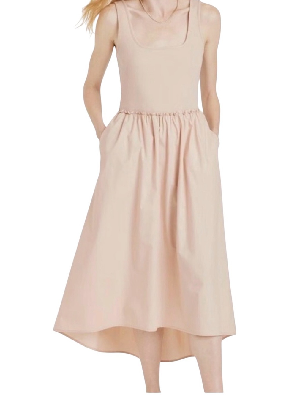a new day Beige Ribbed Midi Dress Summer Spring Baby Shower Fits Adults Small